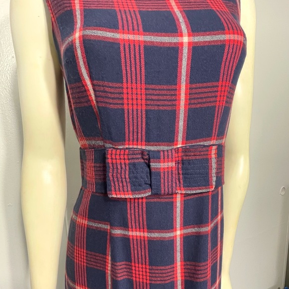 Fall/Winter - Fine Garments by Bell Navy/Red Plaid Bow Ruffles Dress Sz 2 - Picture 4 of 11